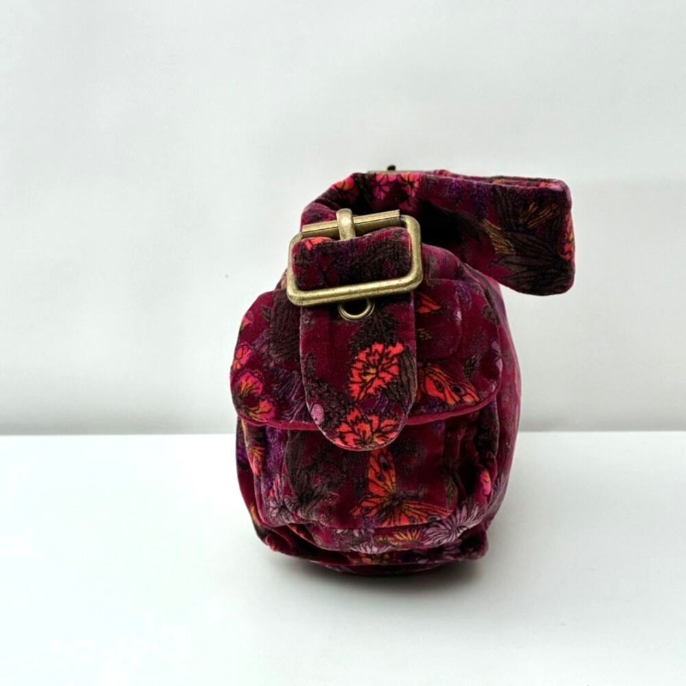 Vtg Y2K Gap Burgundy Floral Small Velvet Hobo Shoulder Bag - Boho - Whimsigoth - Picture 5 of 11